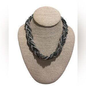 Premier Design Braided Pearl and Silver Beaded Necklace